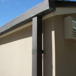 Copper box gutter, square downspout with hidden strap Copper Gutter 8-1