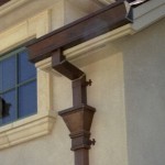 Tiburon Copper Gutter And Leaderhead W/Fleur-de-lis Downspout Straps Copper Gutter 4-3
